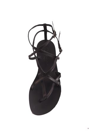 Black Capri sandals with cross on the feet Da Costanzo | 2245NERO